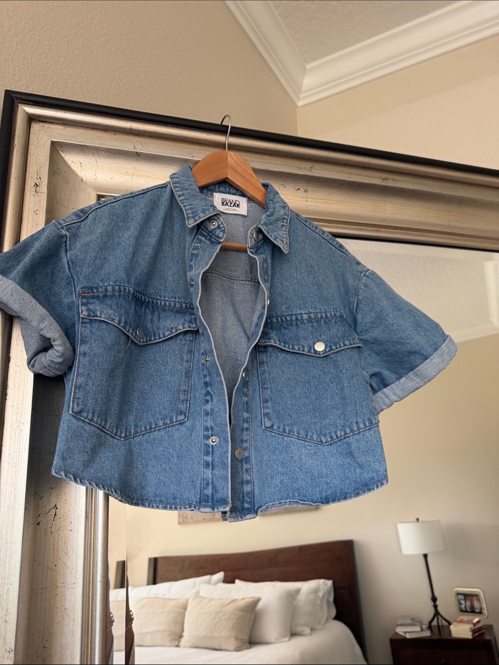 Blue Cropped Denim Jacket NWOT